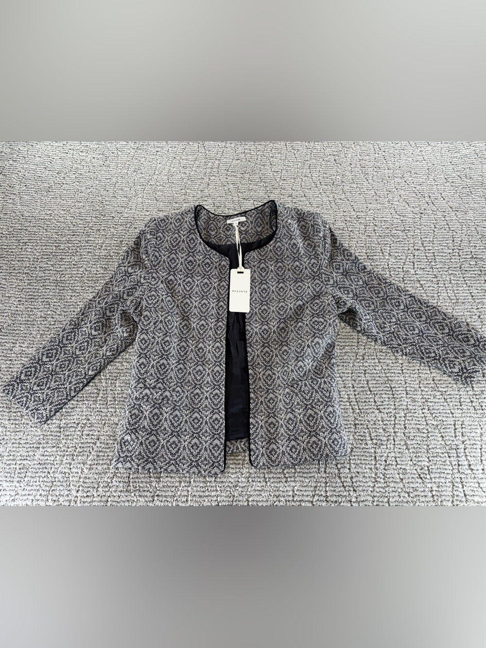 NWT‎ Pleione Women’s Size Small Black-White Monochrome Geometric Blazer